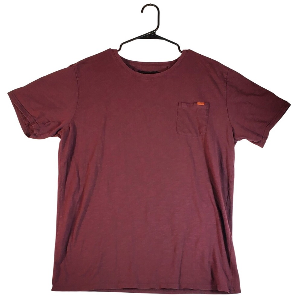 JEAN.PASCALE Mens XL Pocket Tee Shirt Burgundy Short Sleeve Casual‎ Comfort